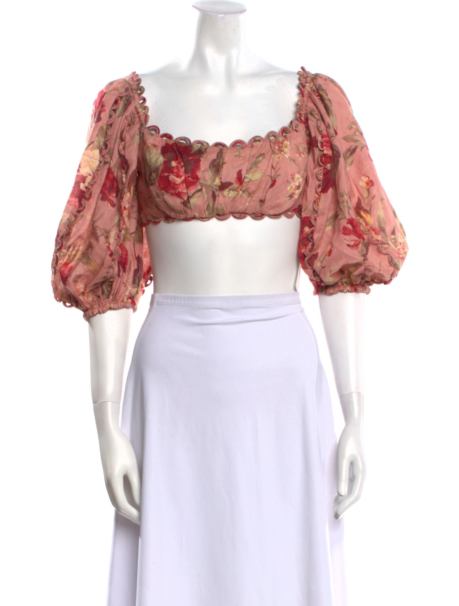 Zimmermann Linen Floral Print Crop Top