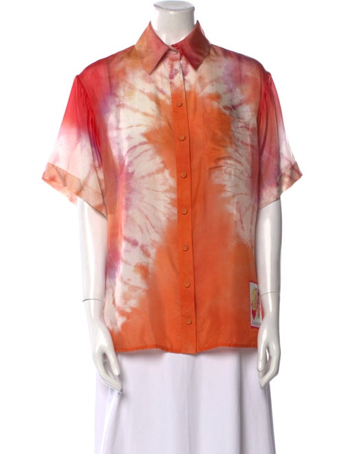 Zimmermann Silk Tie-Dye Print Button-Up Top