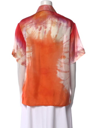 Zimmermann Silk Tie-Dye Print Button-Up Top