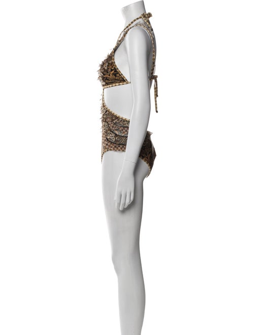 Zimmermann Printed Ruffle Embellishment One-Piece