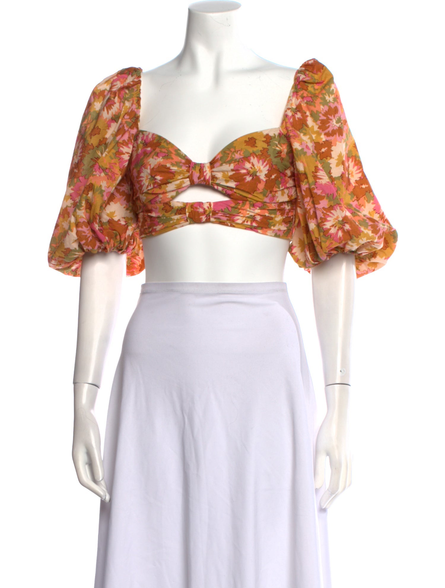 Zimmermann Floral Print Square Neckline Crop Top