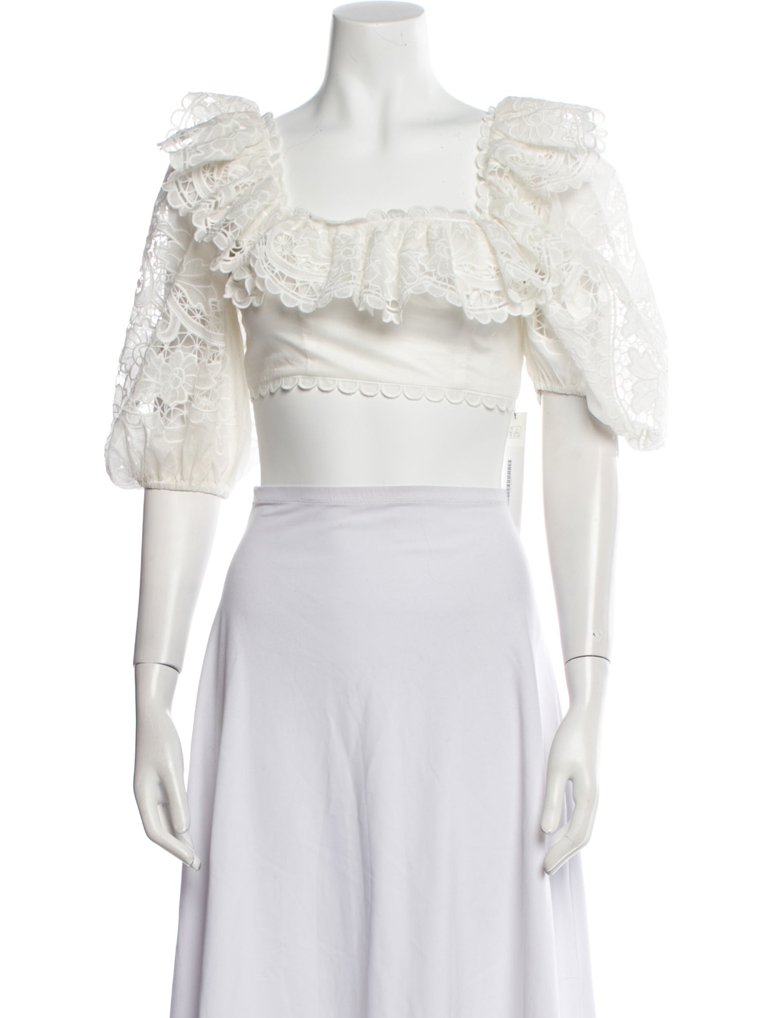 Zimmermann Square Neckline Three-Quarter Sleeve Crop Top