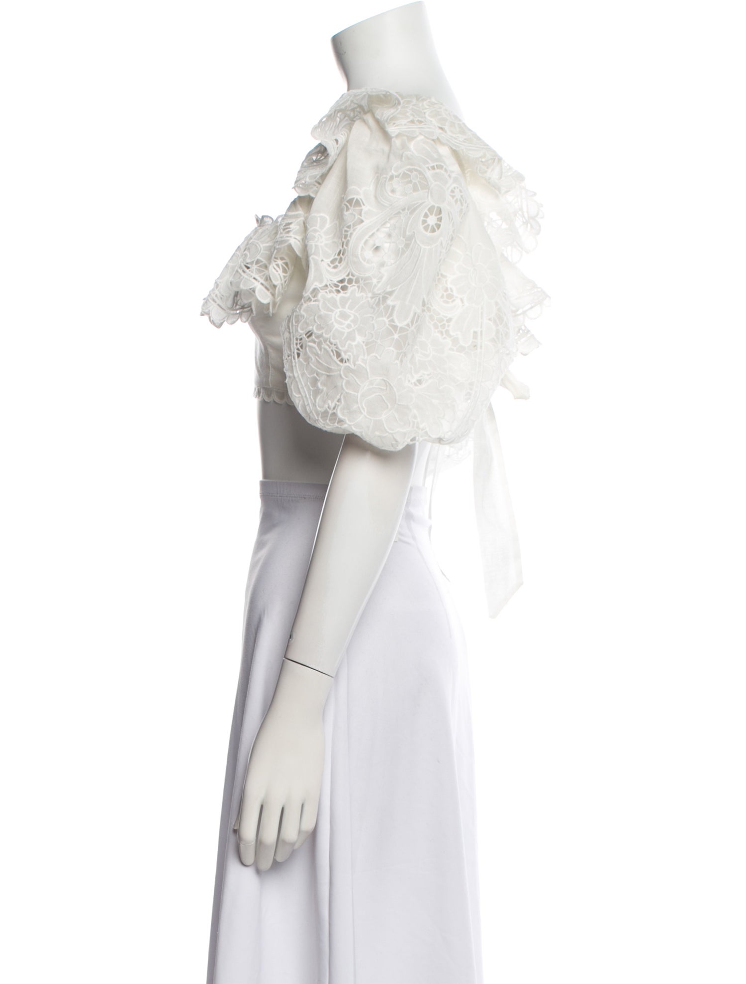 Zimmermann Square Neckline Three-Quarter Sleeve Crop Top