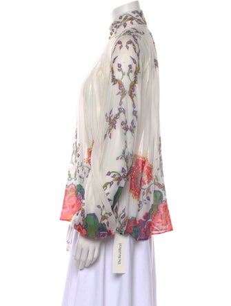 Zimmermann Floral Print Mock Neck Blouse