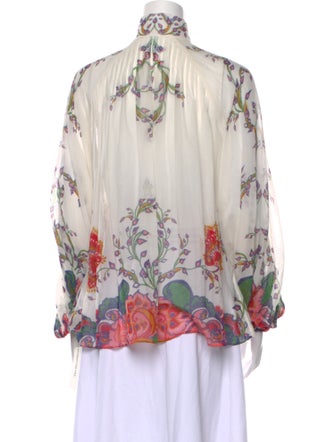 Zimmermann Floral Print Mock Neck Blouse