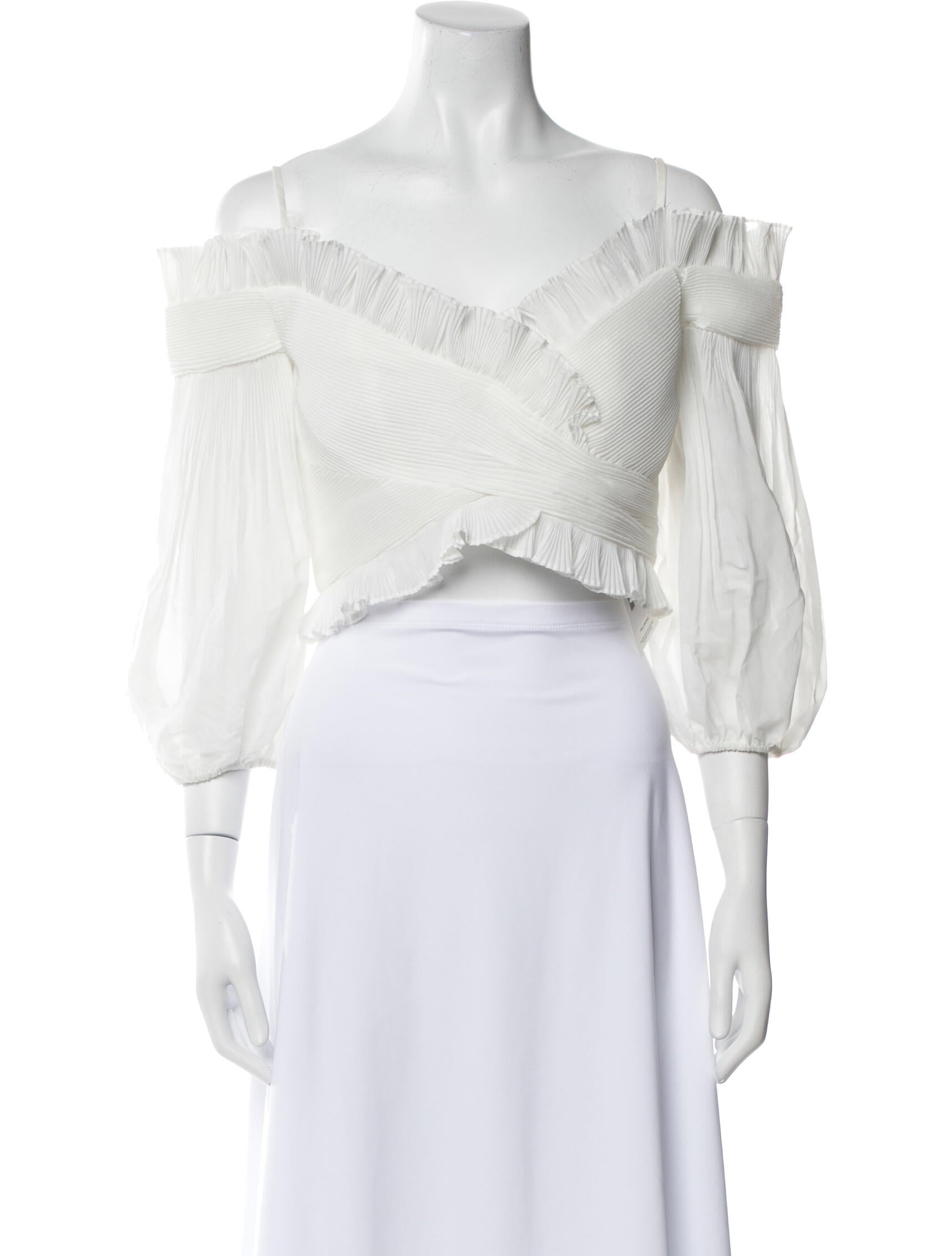 Zimmermann Off-The-Shoulder Three-Quarter Sleeve Crop Top w/ Tags