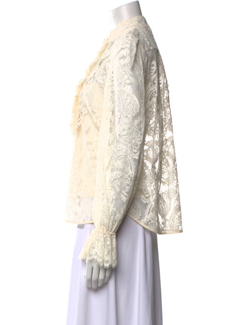 Zimmermann Lace Pattern Mock Neck Button-Up Top