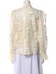 Zimmermann Lace Pattern Mock Neck Button-Up Top