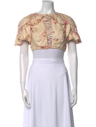 Zimmermann Linen Printed Crop Top