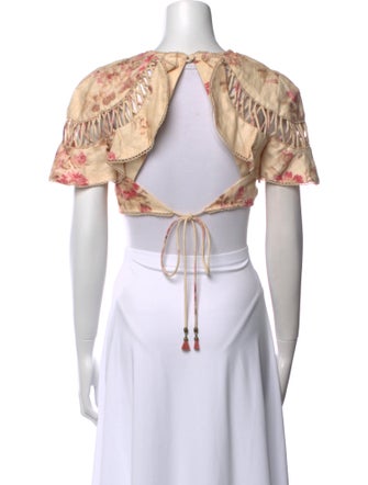 Zimmermann Linen Printed Crop Top