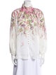 Zimmermann Floral Print Mock Neck Button-Up Top