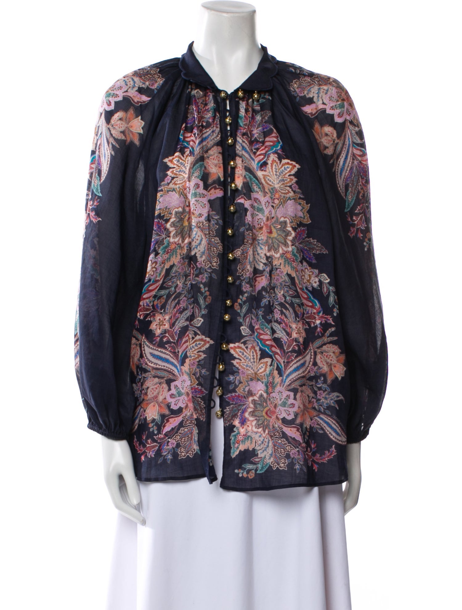 Zimmermann Floral Print Long Sleeve Button-Up Top
