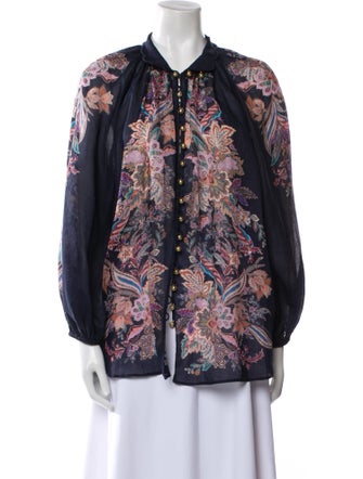 Zimmermann Floral Print Long Sleeve Button-Up Top