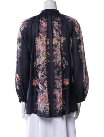 Zimmermann Floral Print Long Sleeve Button-Up Top