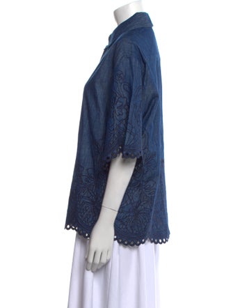 Zimmermann Lace Pattern Three-Quarter Sleeve Button-Up Top