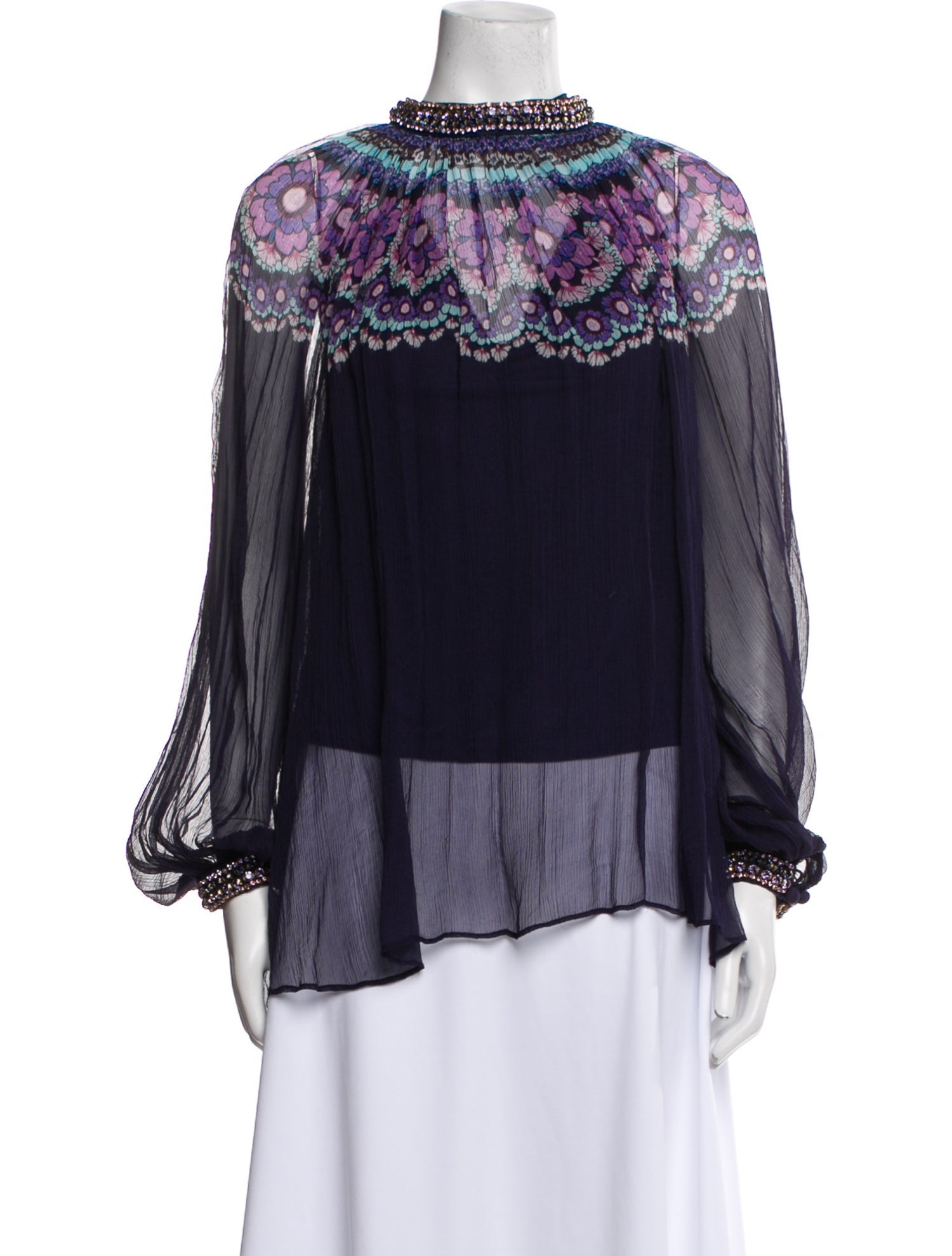 Zimmermann Graphic Print Mock Neck Blouse