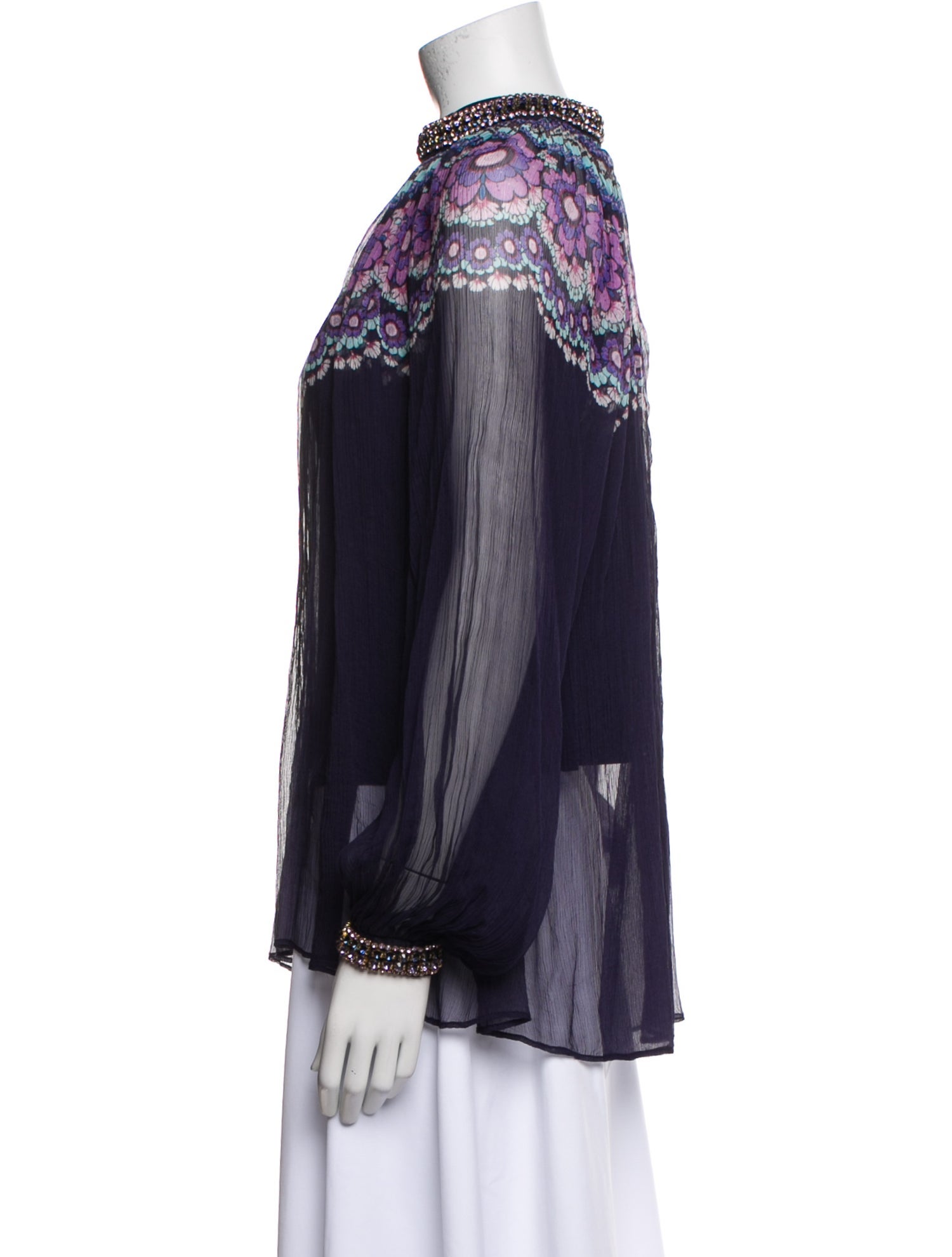 Zimmermann Graphic Print Mock Neck Blouse