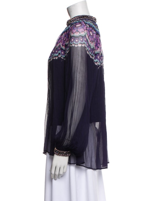 Zimmermann Graphic Print Mock Neck Blouse