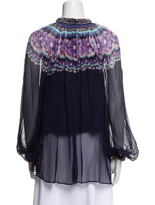 Zimmermann Graphic Print Mock Neck Blouse