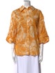 Zimmermann Printed Three-Quarter Sleeve Button-Up Top