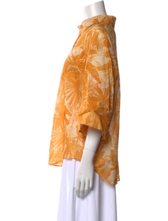 Zimmermann Printed Three-Quarter Sleeve Button-Up Top