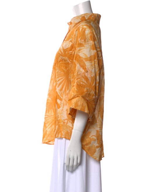 Zimmermann Printed Three-Quarter Sleeve Button-Up Top