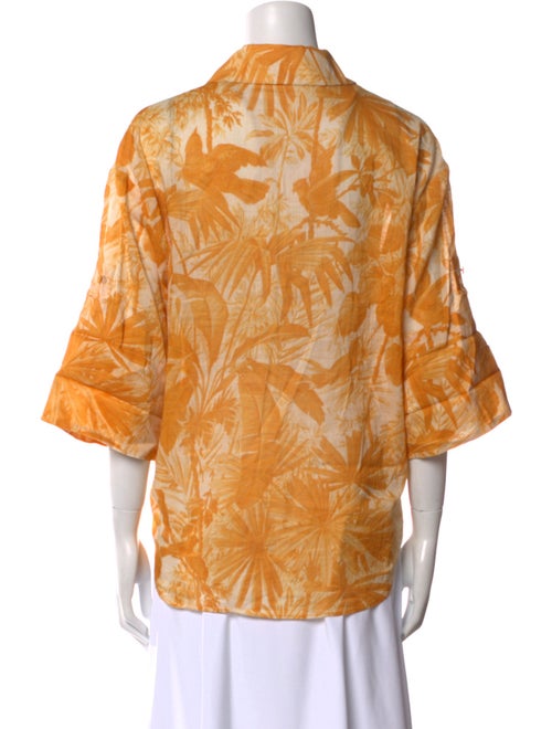 Zimmermann Printed Three-Quarter Sleeve Button-Up Top