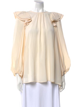 Zimmermann Scoop Neck Long Sleeve Blouse