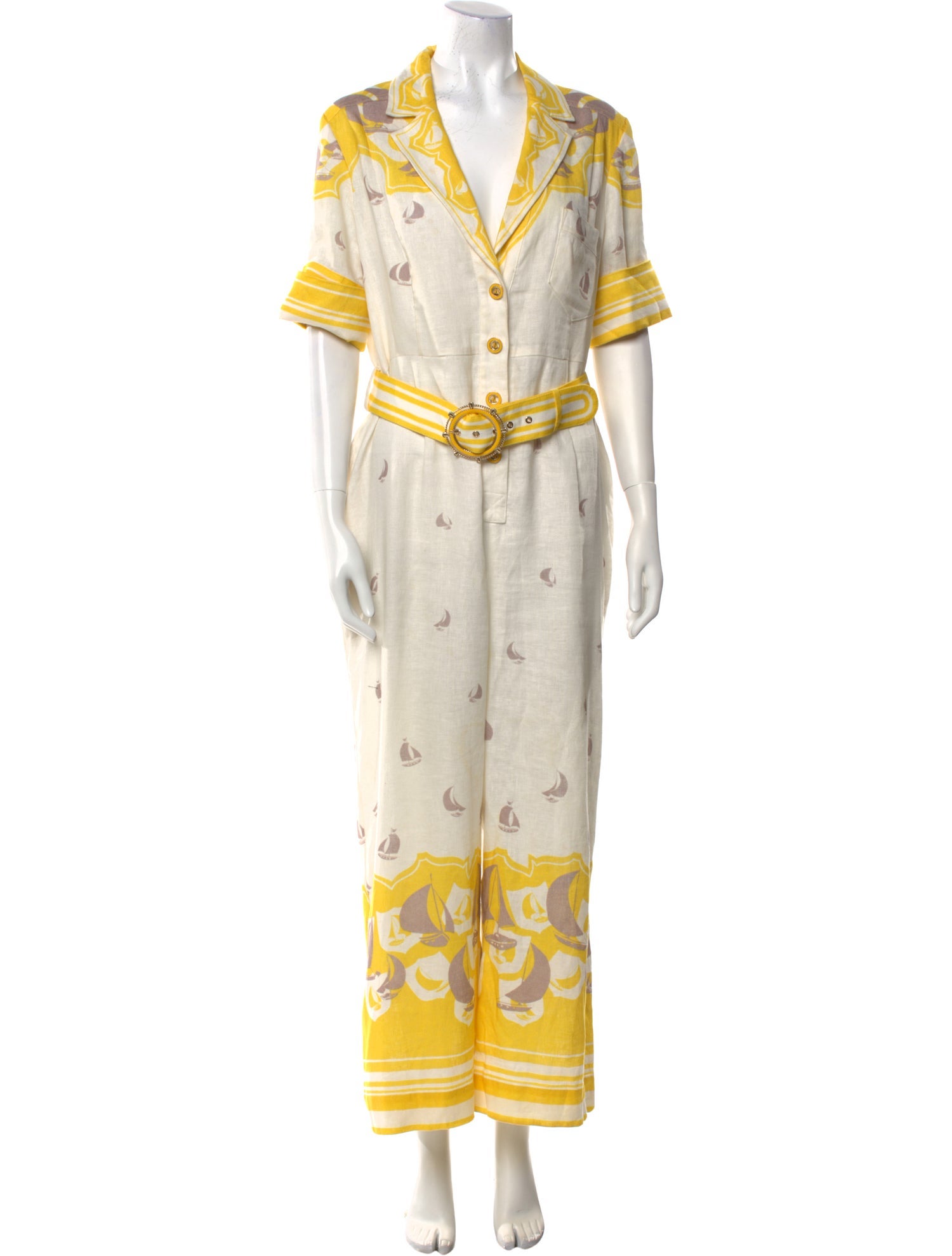 Zimmermann Linen Printed Jumpsuit