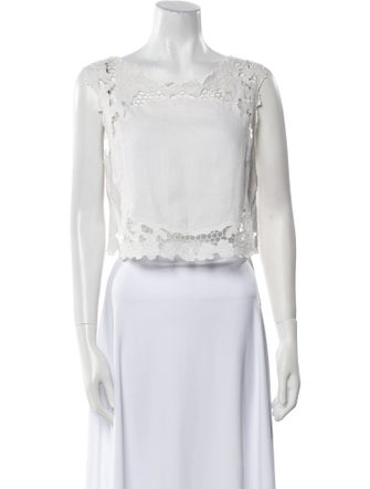 Zimmermann Linen Square Neckline Crop Top