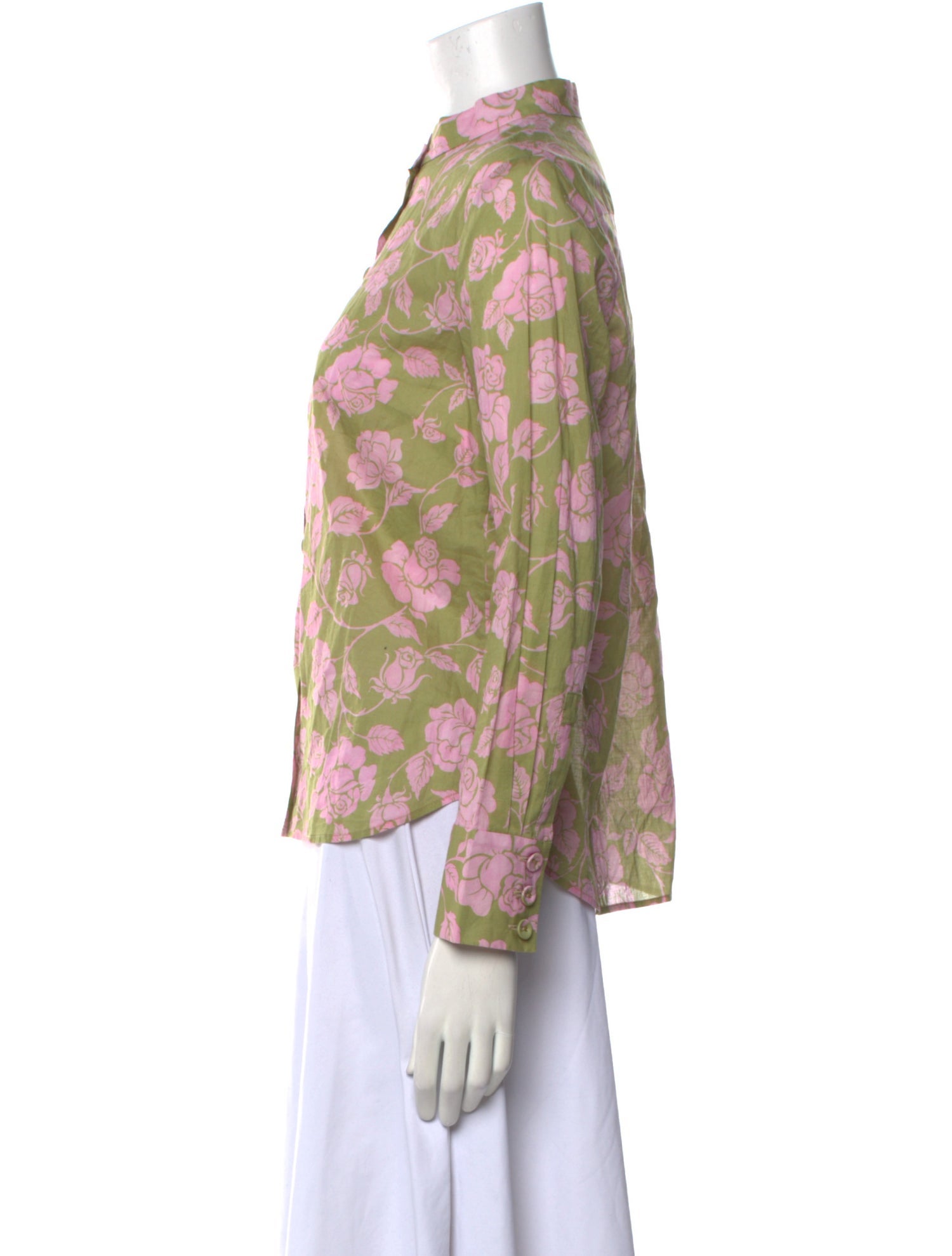 Zimmermann Floral Print Mock Neck Button-Up Top