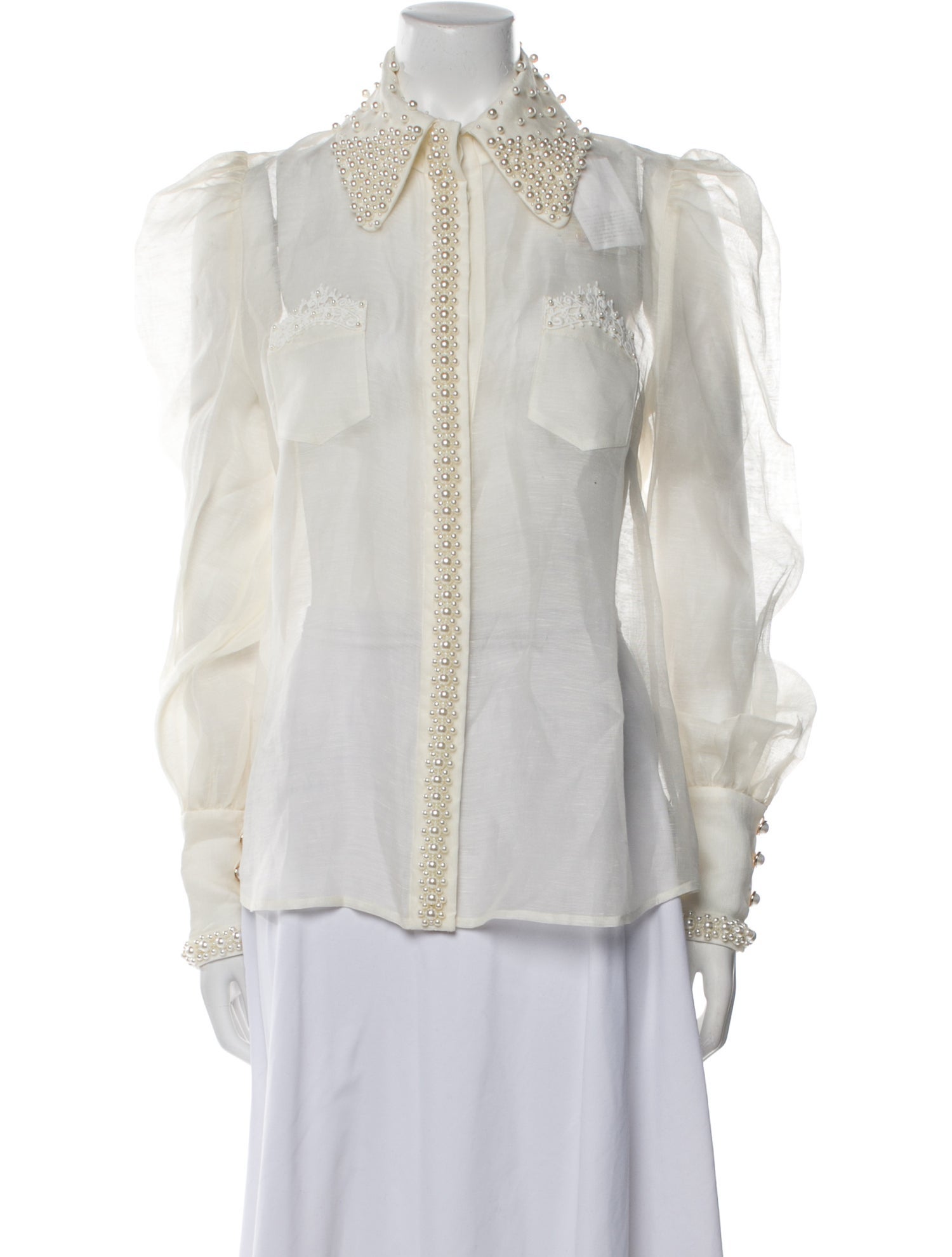 Zimmermann Linen Long Sleeve Button-Up Top w/ Tags