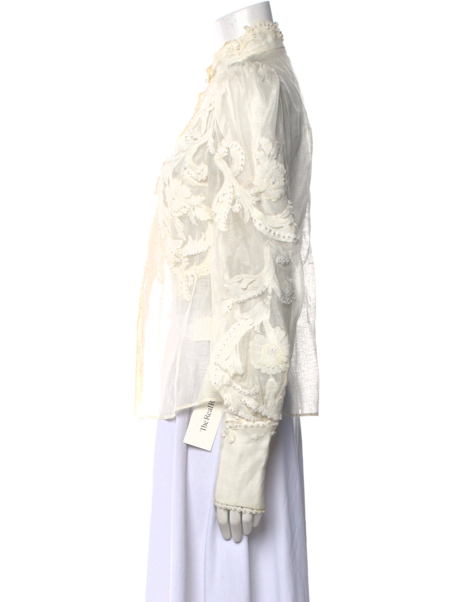 Zimmermann Linen Lace Pattern Button-Up Top