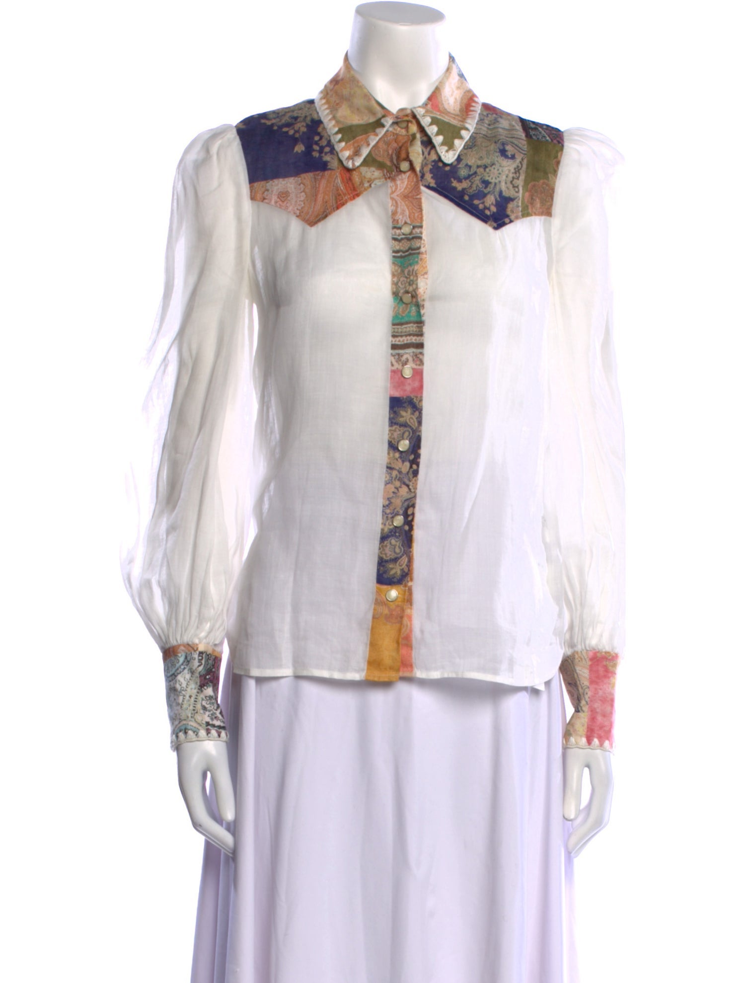 Zimmermann Printed Long Sleeve Button-Up Top