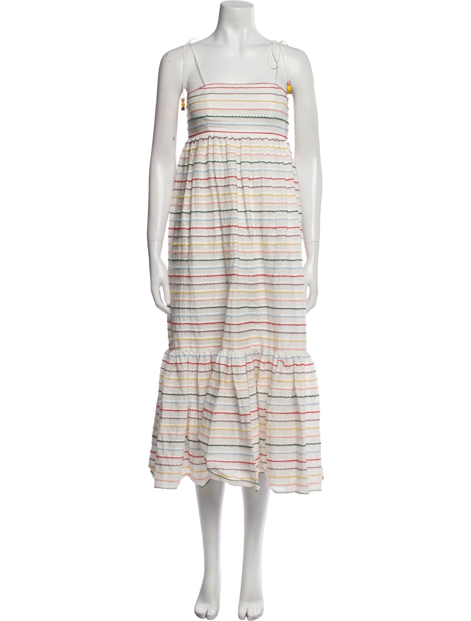 Zimmermann Zinnia Scallop Stripe Sundress Midi Length Dress