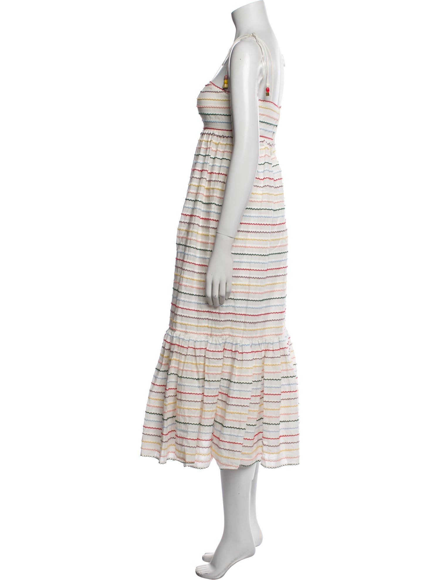 Zimmermann Zinnia Scallop Stripe Sundress Midi Length Dress