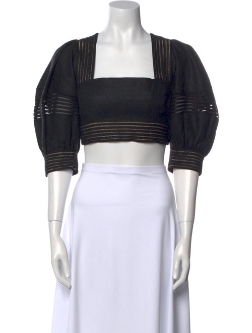 Zimmermann Linen Square Neckline Crop Top