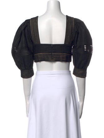 Zimmermann Linen Square Neckline Crop Top