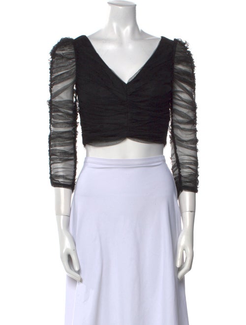 Zimmermann V-Neck Three-Quarter Sleeve Crop Top