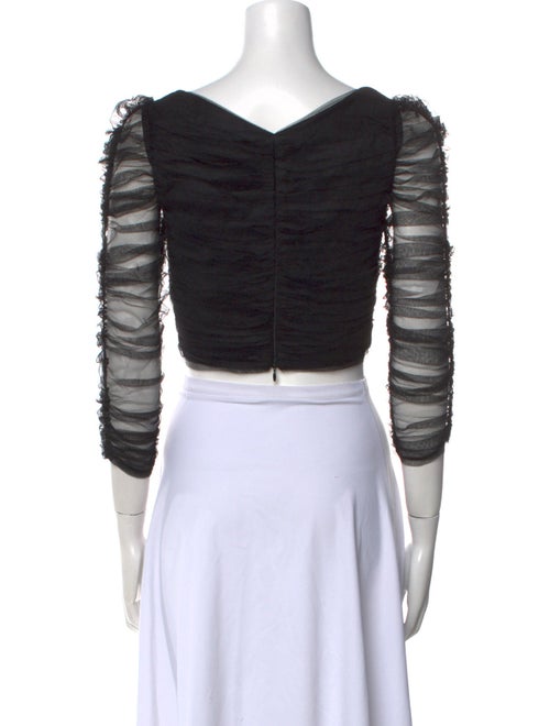 Zimmermann V-Neck Three-Quarter Sleeve Crop Top