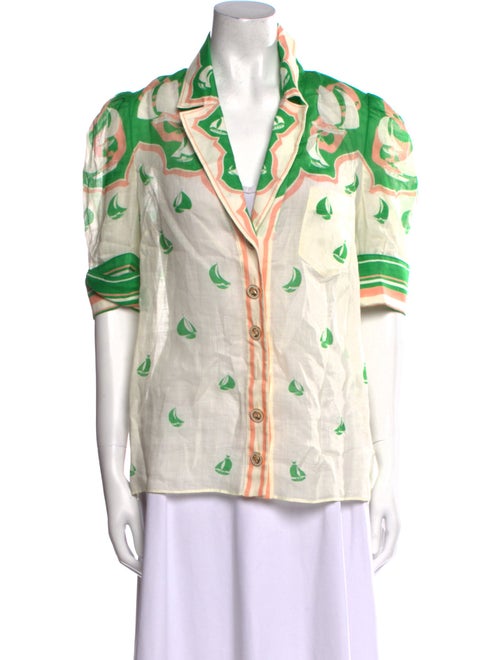 Zimmermann Printed Long Sleeve Button-Up Top