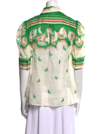 Zimmermann Printed Long Sleeve Button-Up Top