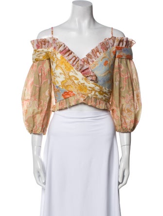 Zimmermann Printed V-Neck Crop Top