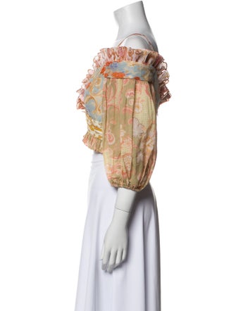 Zimmermann Printed V-Neck Crop Top