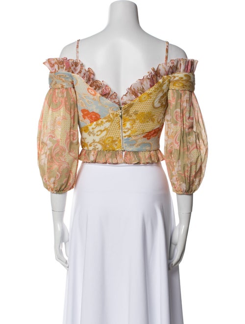 Zimmermann Printed V-Neck Crop Top