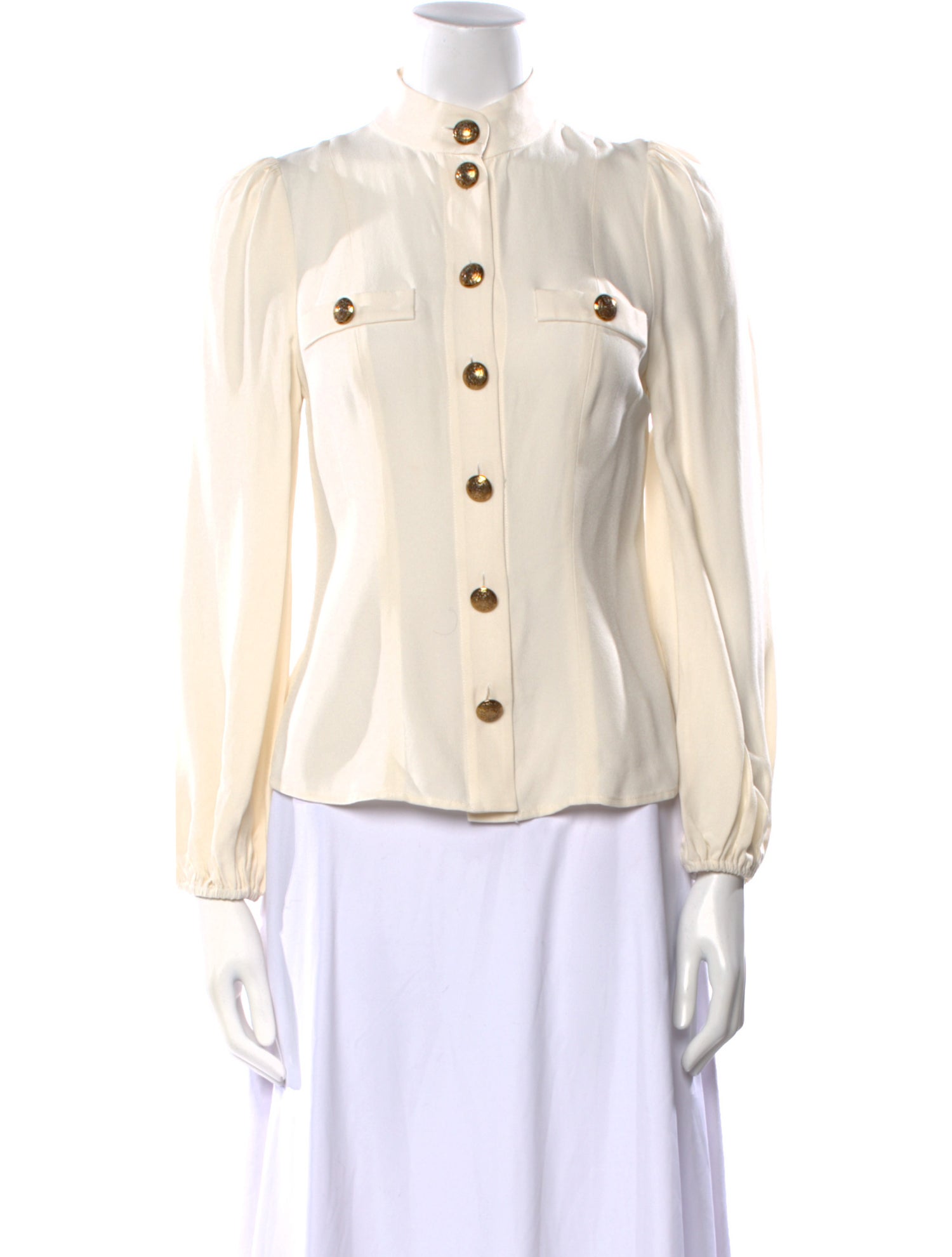 Zimmermann Mock Neck Long Sleeve Button-Up Top