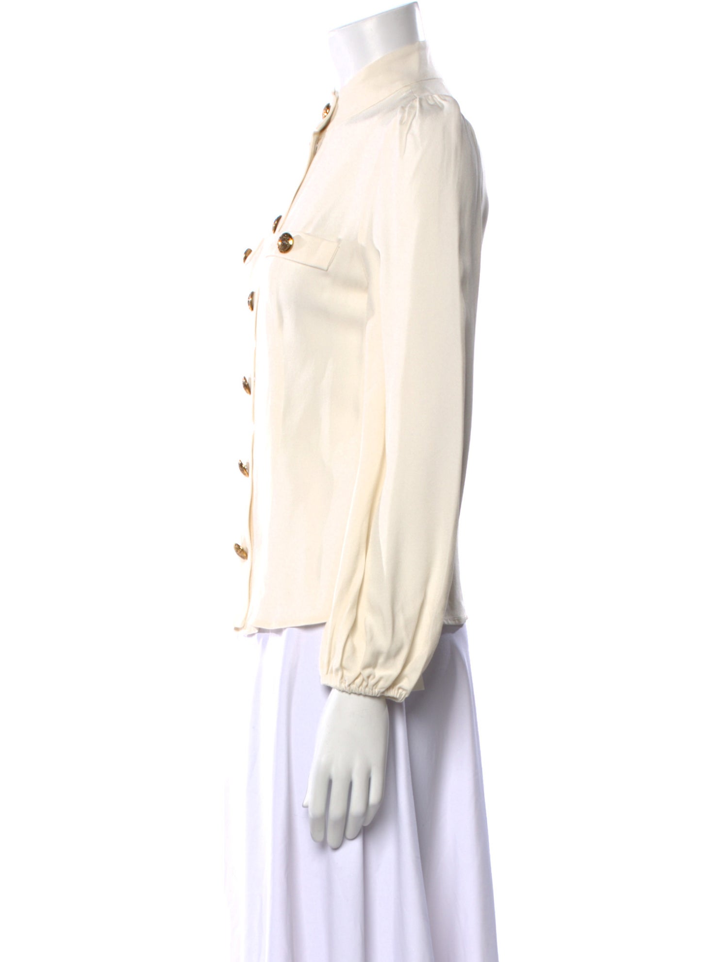 Zimmermann Mock Neck Long Sleeve Button-Up Top