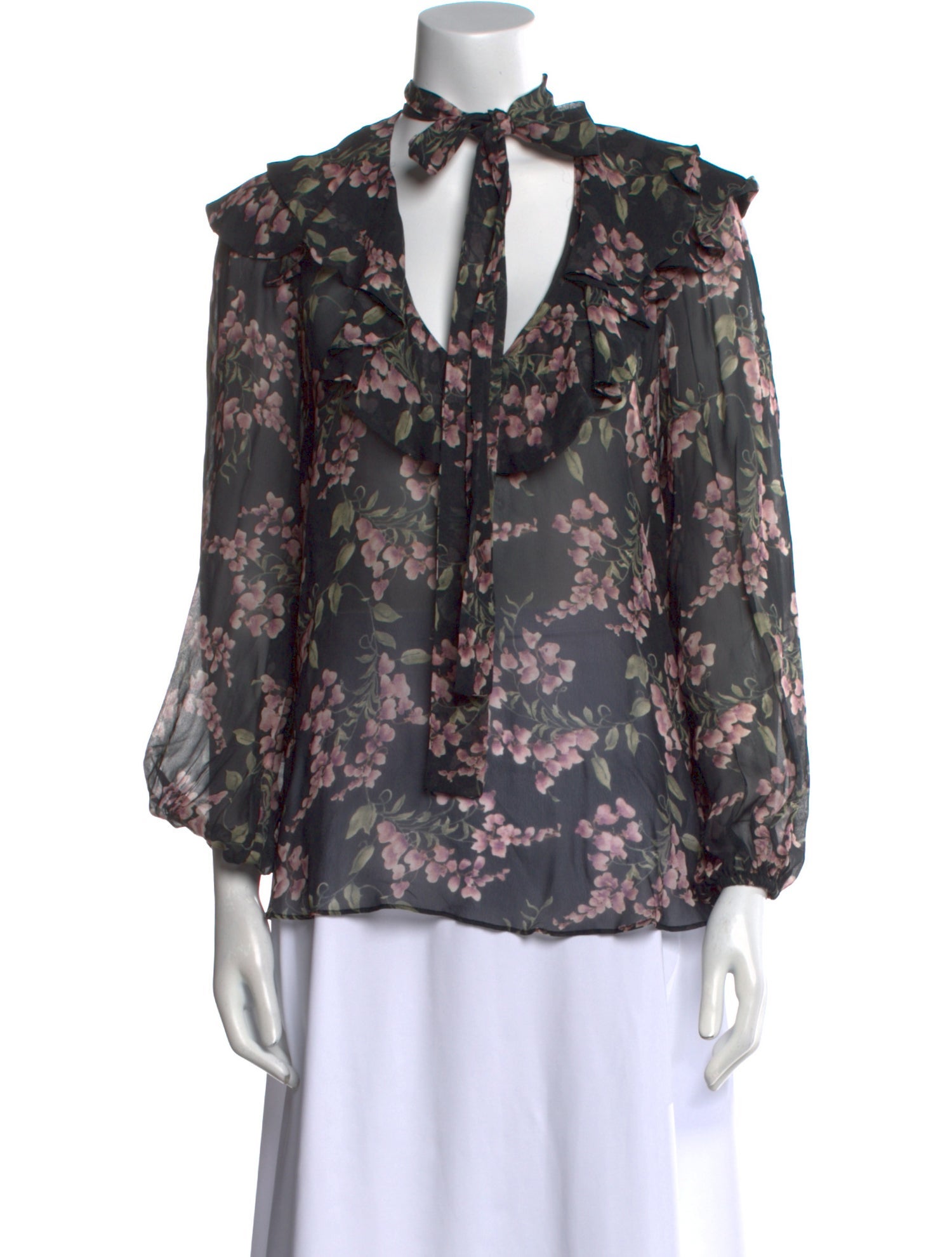 Zimmermann Floral Print Tie Neck Blouse