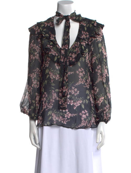 Zimmermann Floral Print Tie Neck Blouse
