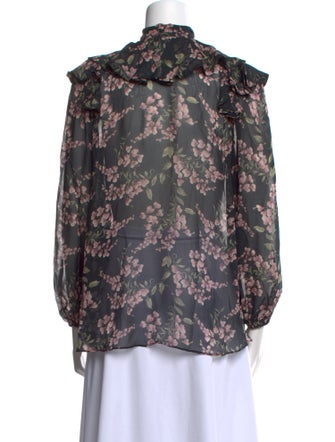 Zimmermann Floral Print Tie Neck Blouse